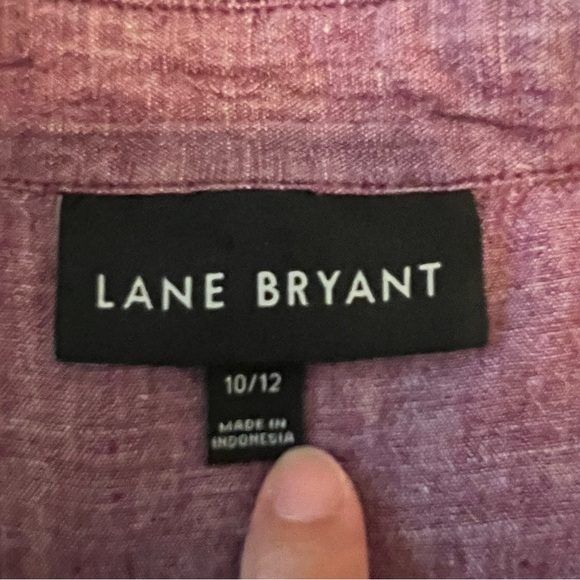 2/$30 Lane Bryant Linen Blend Purple Sleeveless Button Down Shirt - Picture 6 of 12